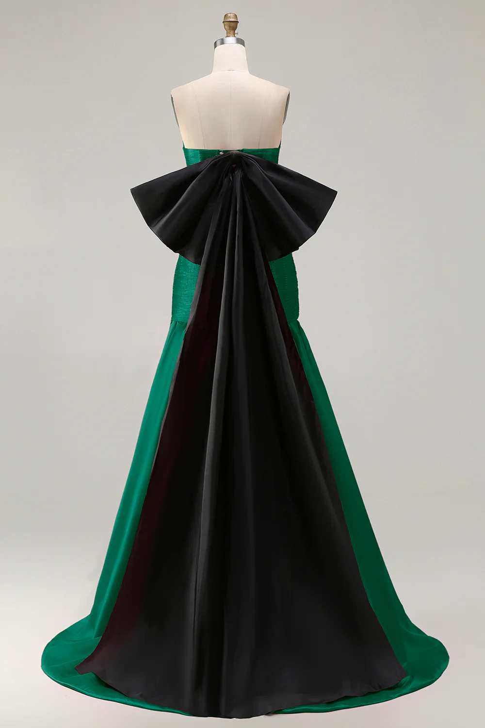 Strapless Fuchsia A-Line Convertible Satin Long Prom Dress with Large Bow - Image 14