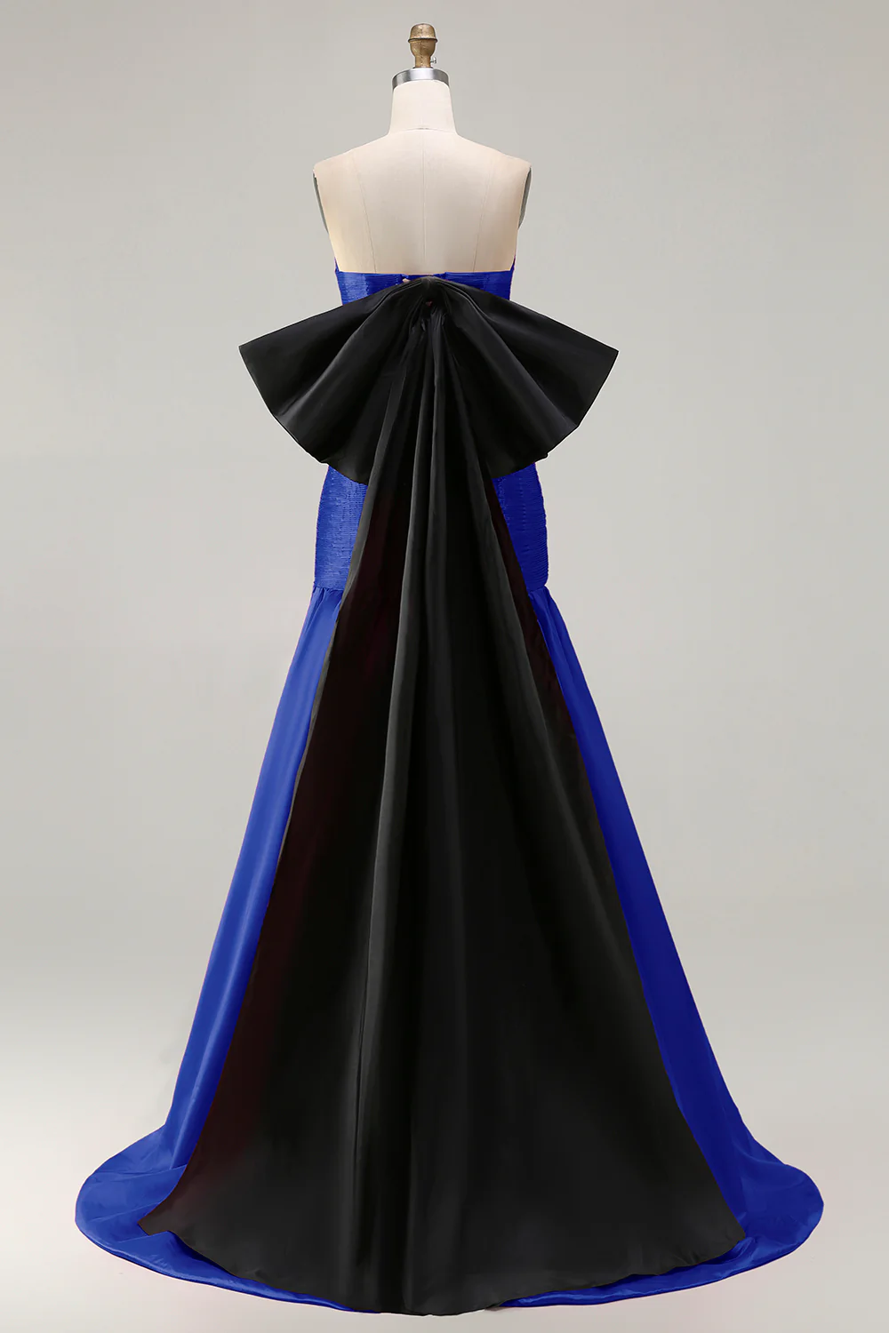 Strapless Fuchsia A-Line Convertible Satin Long Prom Dress with Large Bow - Image 24