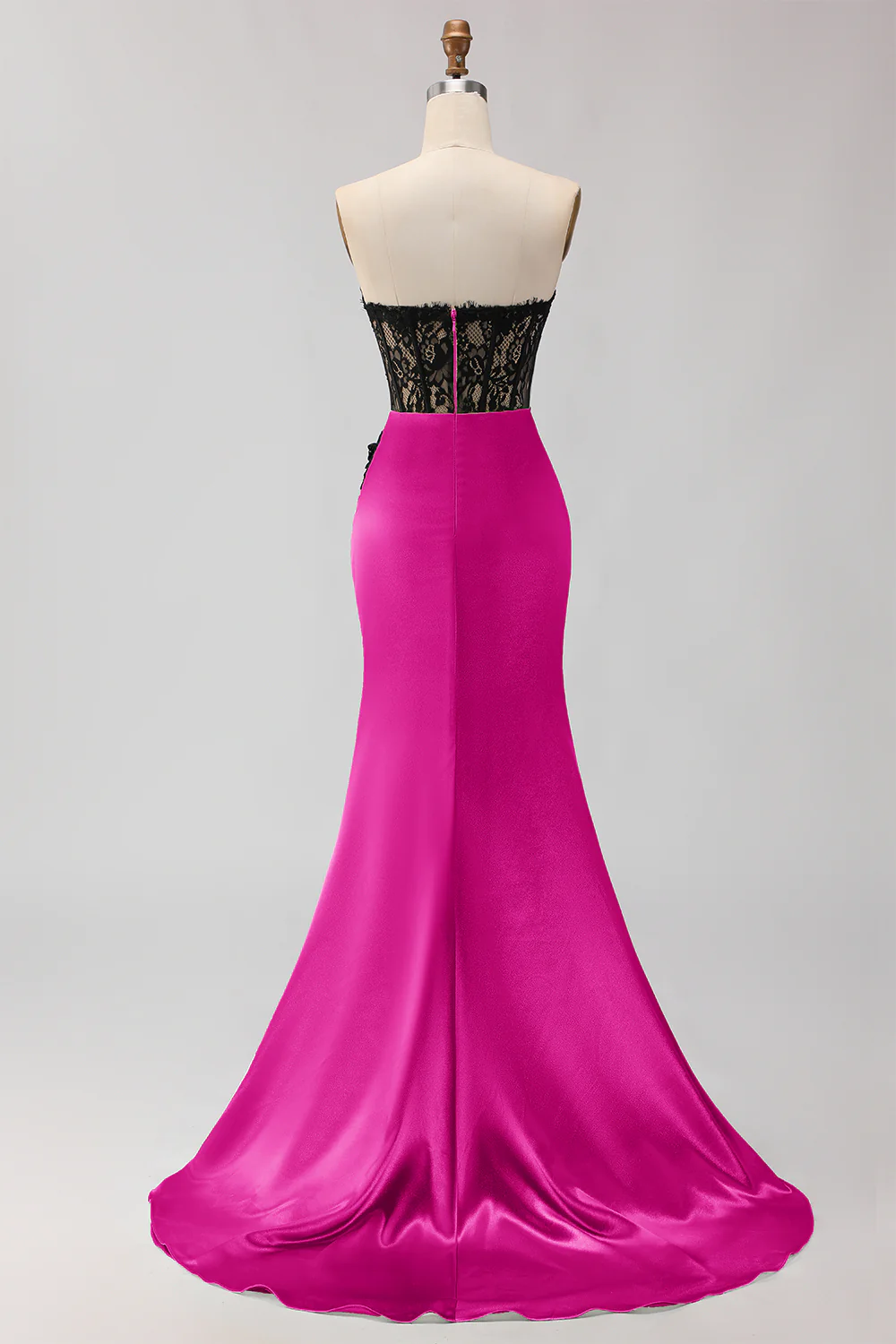 Strapless Mermaid Green Appliqued Lace Long Prom Dress with Slit - Image 16