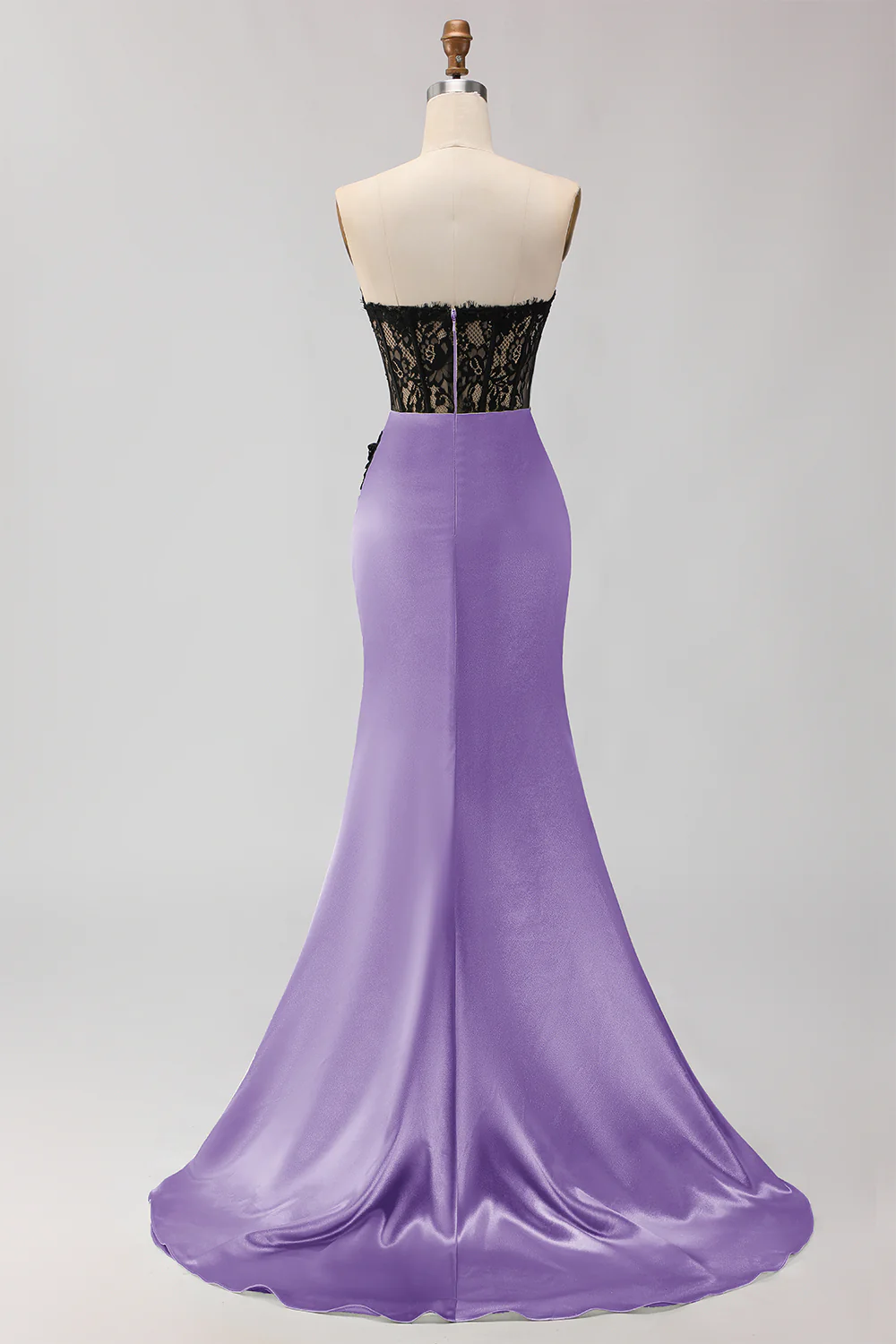 Strapless Mermaid Green Appliqued Lace Long Prom Dress with Slit - Image 20