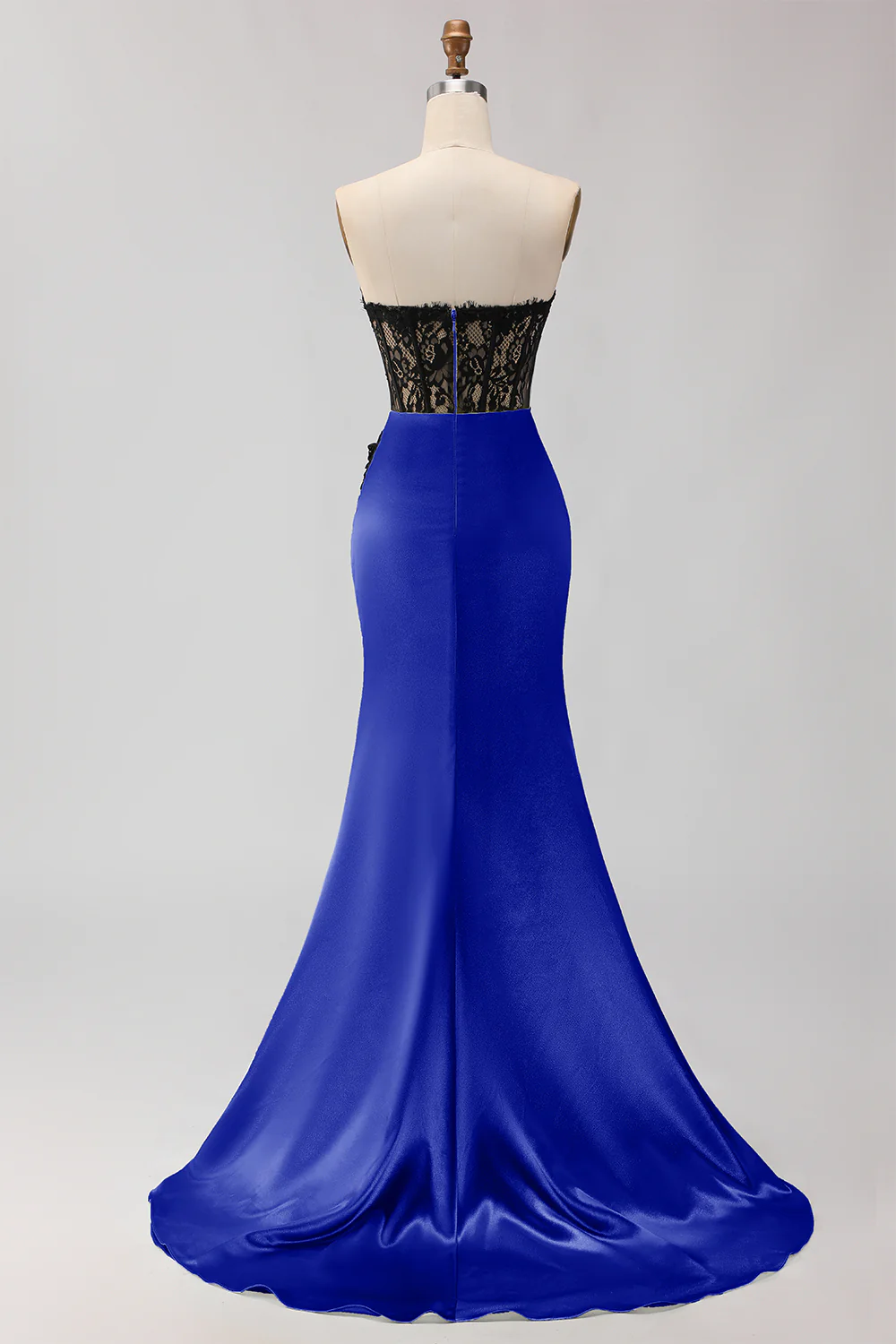 Strapless Mermaid Green Appliqued Lace Long Prom Dress with Slit - Image 22
