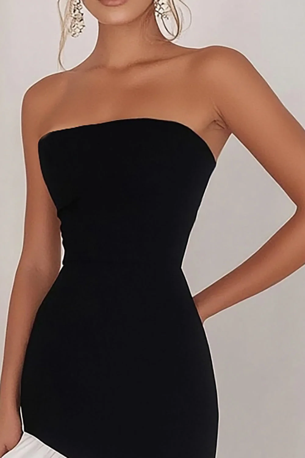 Strapless Mermaid Ruffled Little Black Dress - Image 2