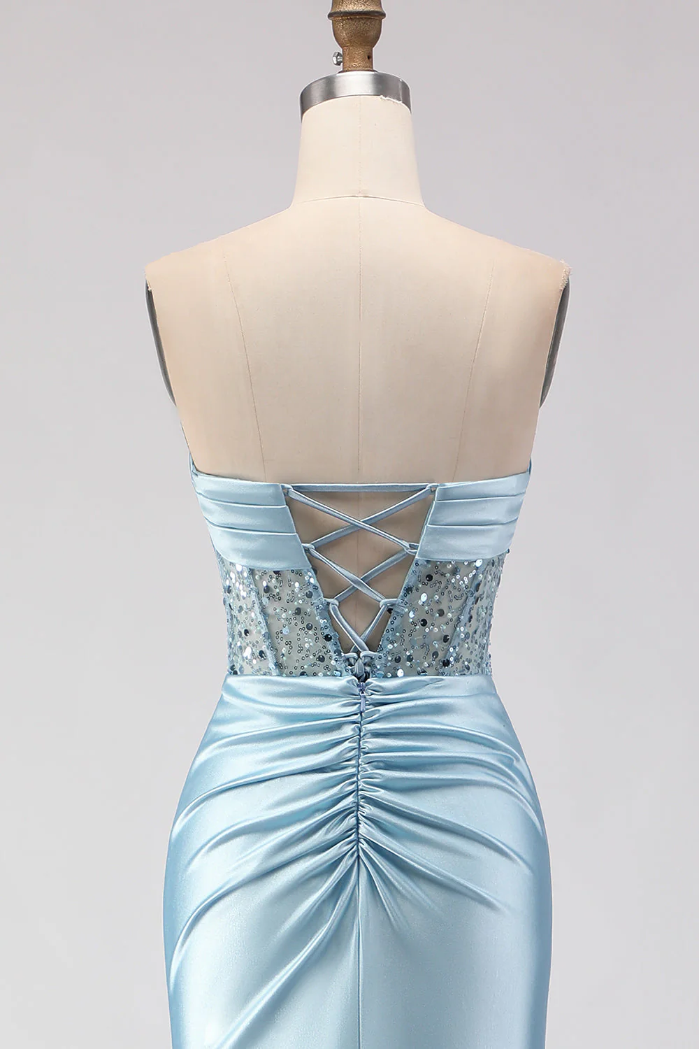 Strapless Purple Mermaid 3D Flower Sequin Long Prom Dress with Slit - Image 11