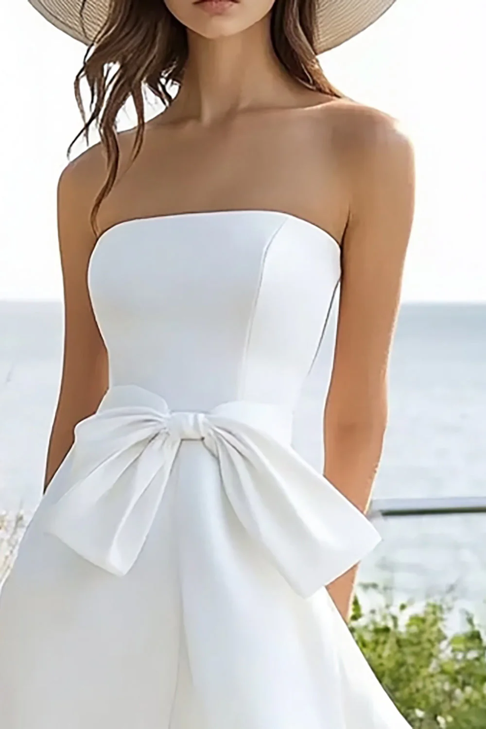 Strapless White High-Low Holiday Party Dress - Image 2
