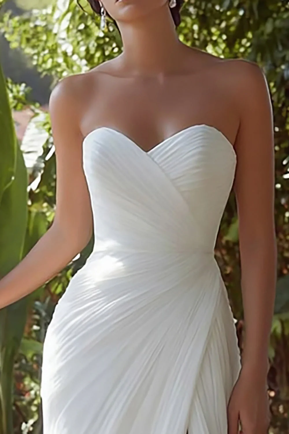 Strapless White Sheath Ruched Rehearsal Dinner Dress - Image 2