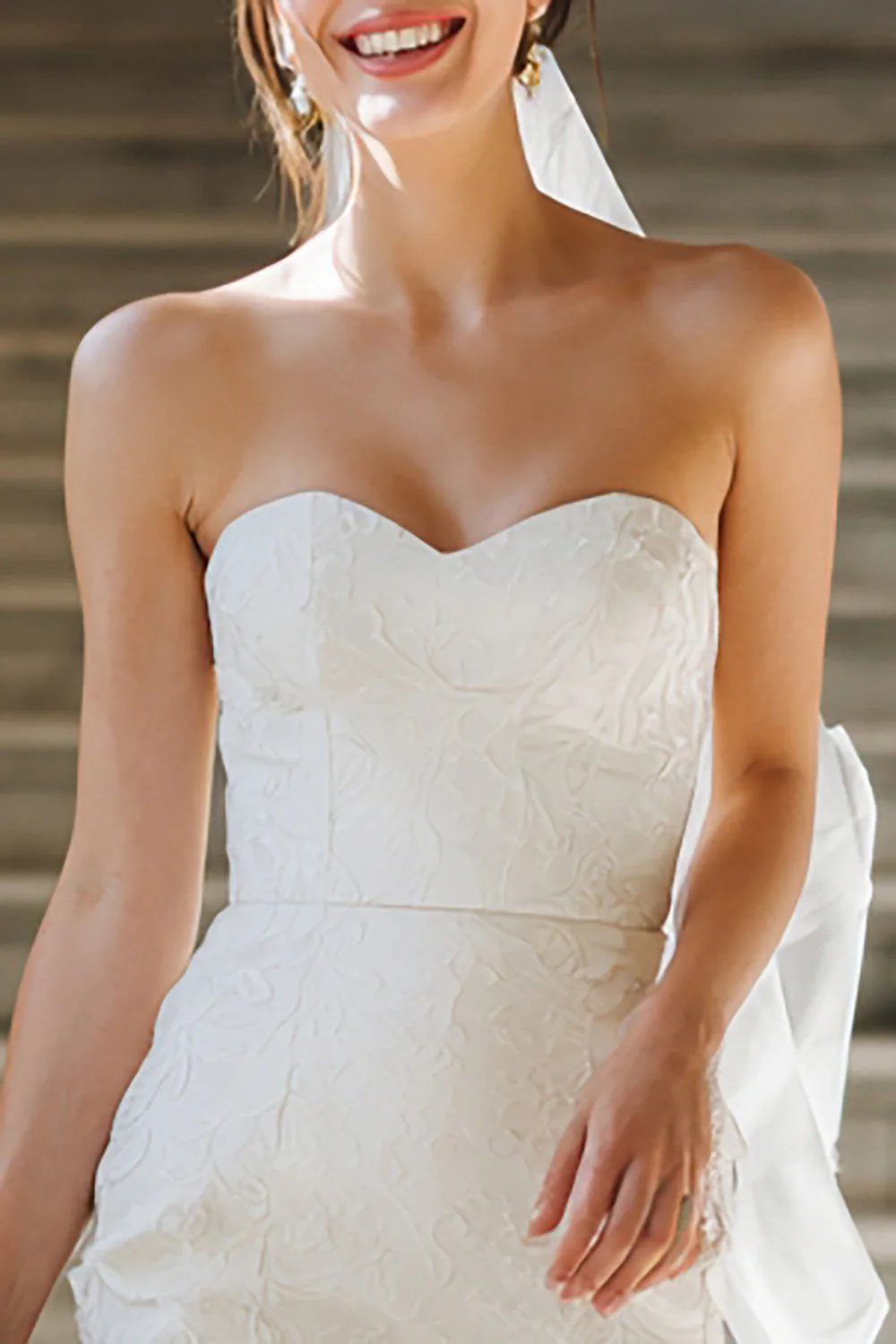 Strapless White Sheath Short Courthouse Wedding Dress - Image 2