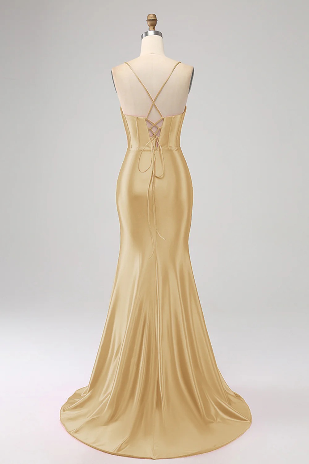 Stunning Mermaid Spaghetti Straps Dark Green Corset Prom Dress with Split Front - Image 20