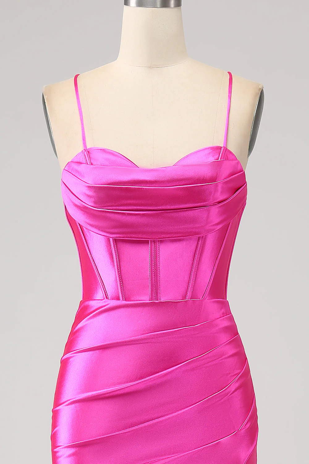 Stunning Mermaid Spaghetti Straps Dark Green Corset Prom Dress with Split Front - Image 7