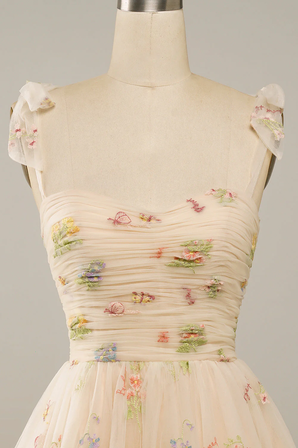 Sweetheart Champagne Graduation Dress with Embroidery - Image 4