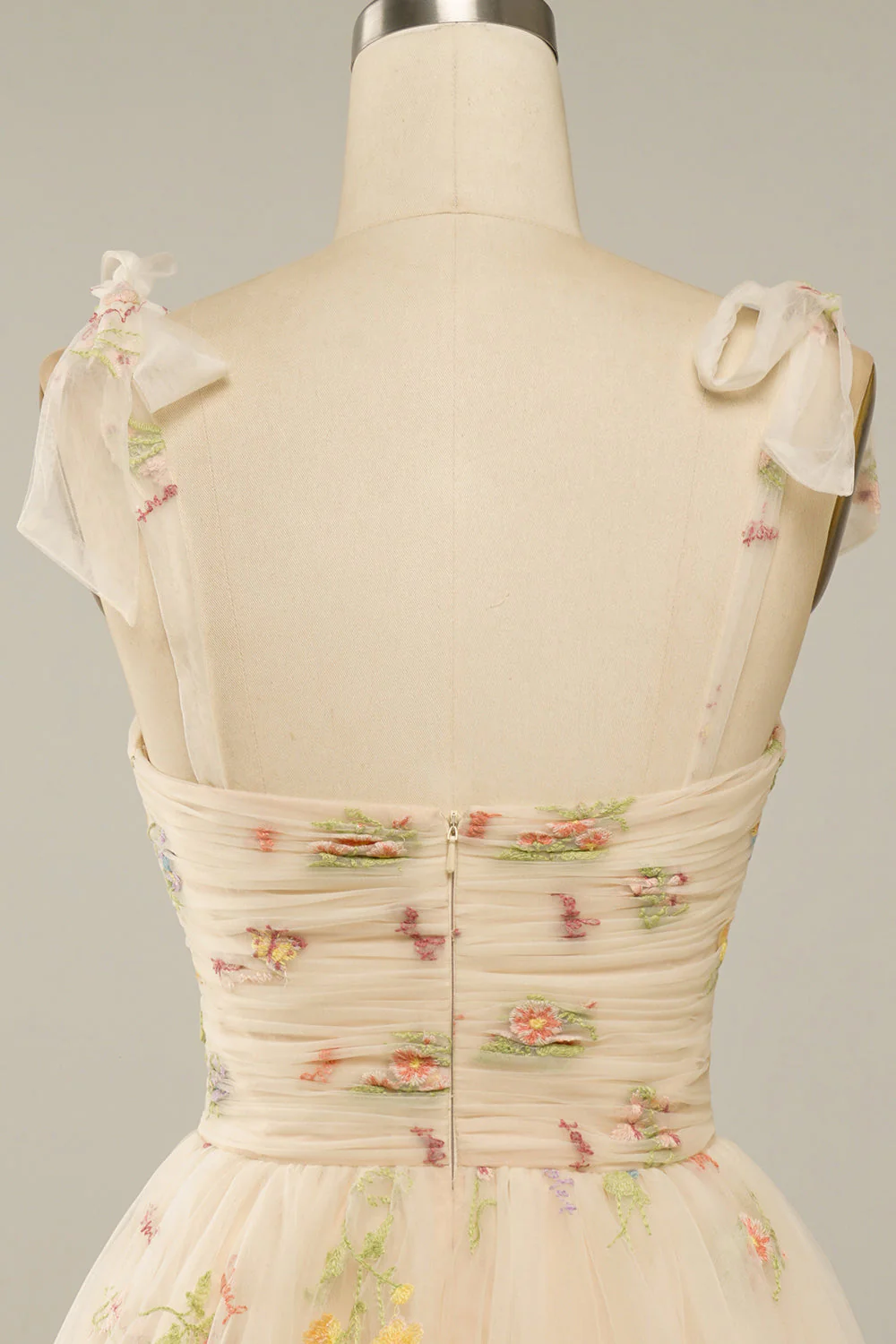Sweetheart Champagne Graduation Dress with Embroidery - Image 6