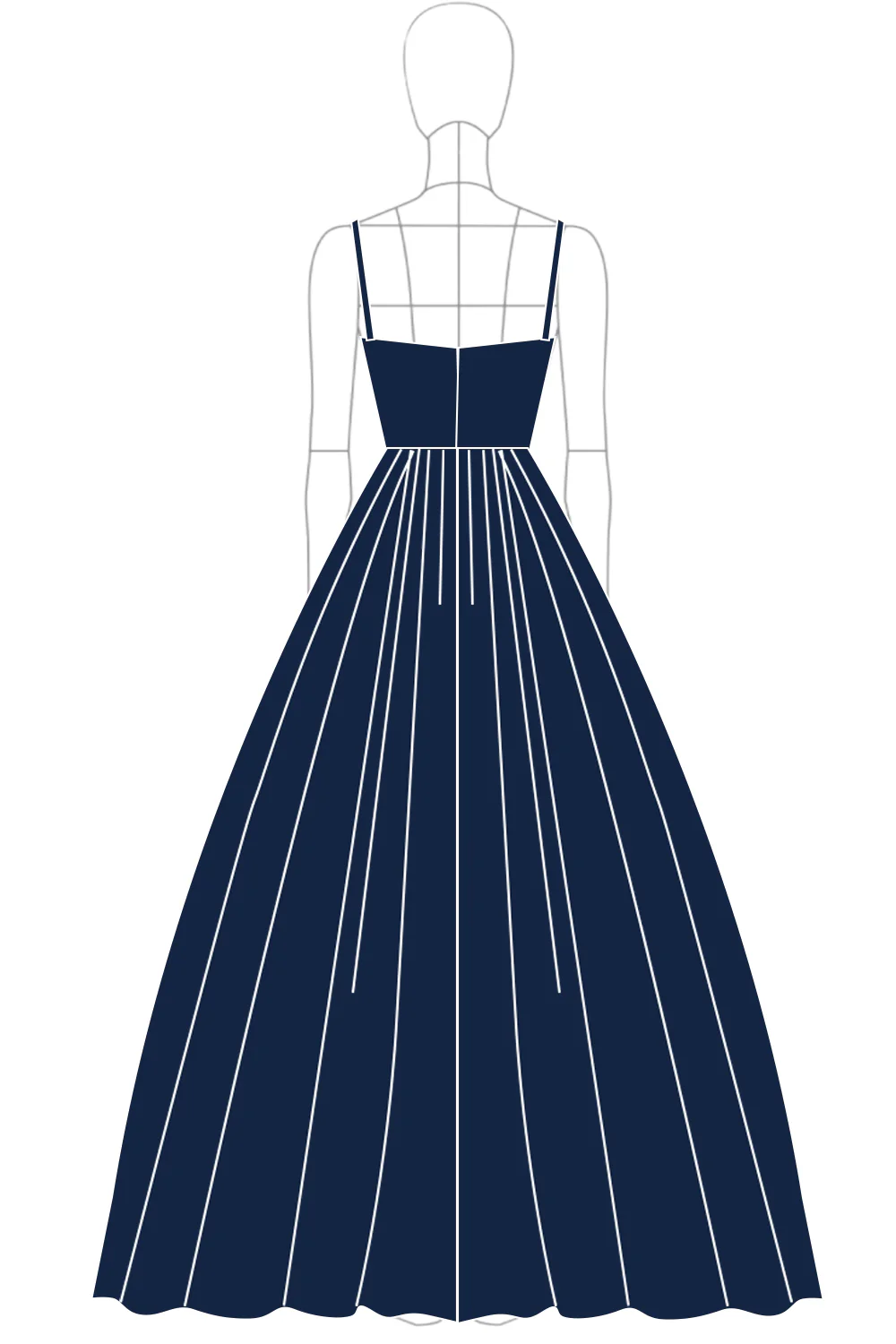 Sweetheart Navy Spaghetti Straps Long Satin Ball Gown with Side Invisible Pockets - Image 3
