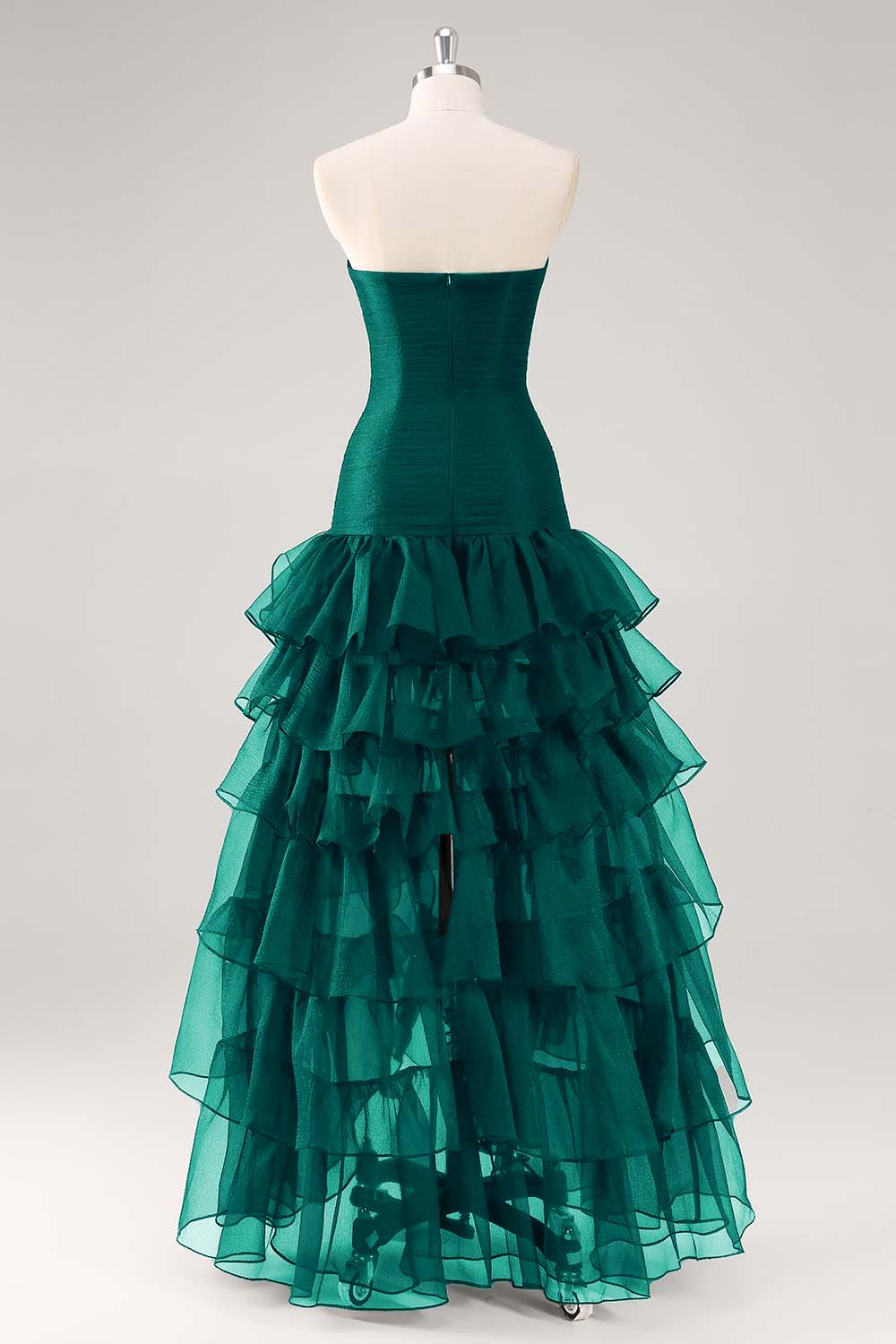 Tiered Strapless Tulle Ruffles Black Evening Dress - Image 11