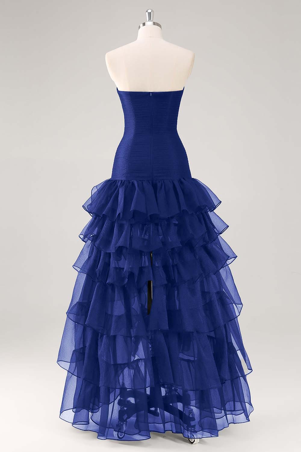 Tiered Strapless Tulle Ruffles Black Evening Dress - Image 13