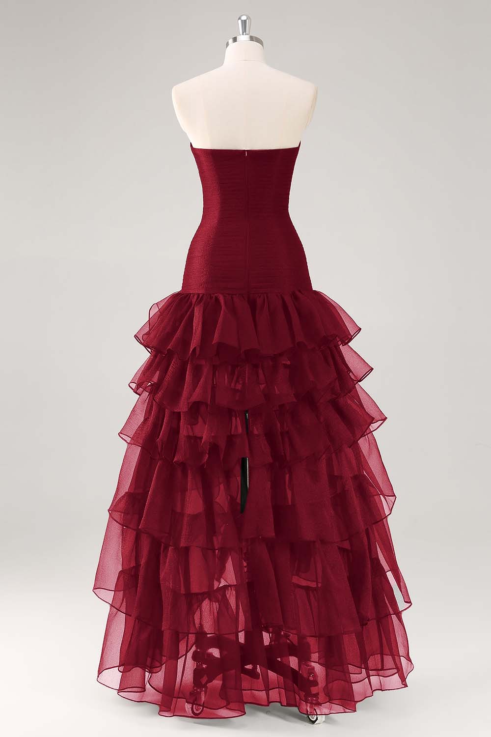 Tiered Strapless Tulle Ruffles Black Evening Dress - Image 9