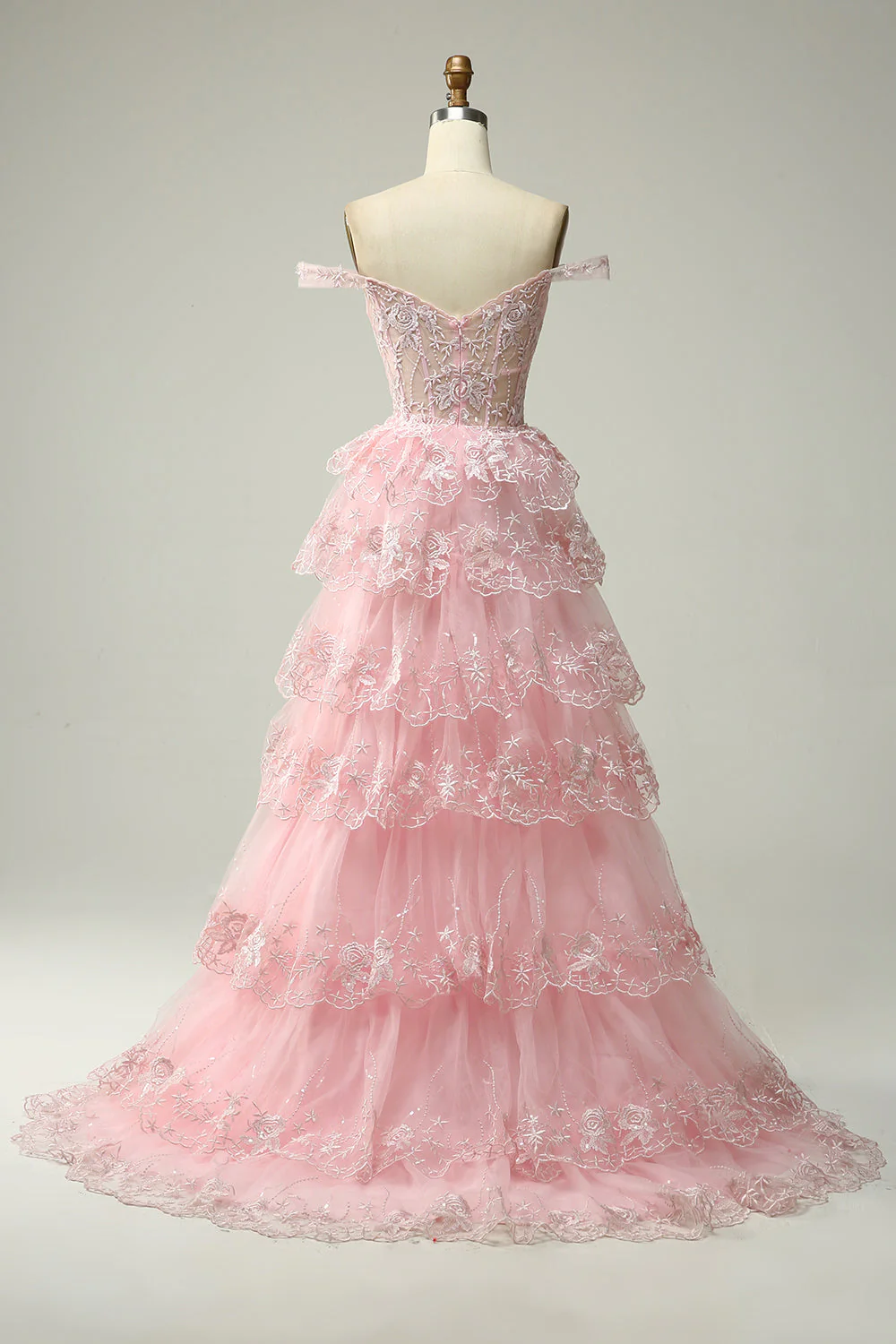 Trendy A Line Off the Shoulder Fuchsia Corset Prom Dress with Split Front - Image 17