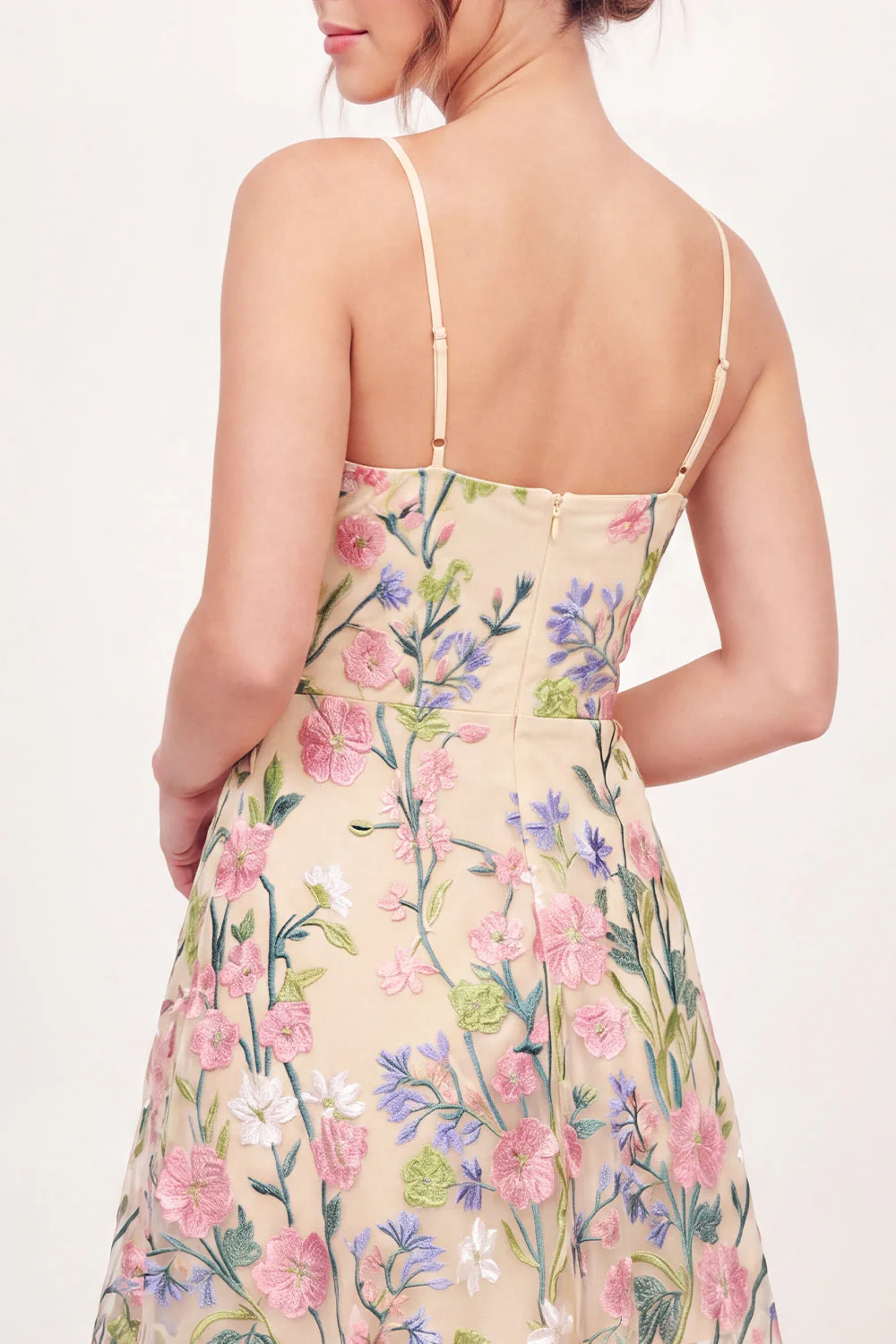 Yellow A-Line Embroidered Mini Graduation Dress - Image 4