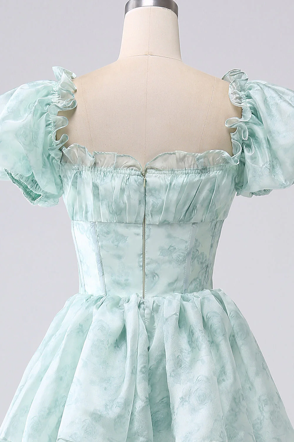 Organza Light Blue Corset Tiered Prom Dress - Image 18