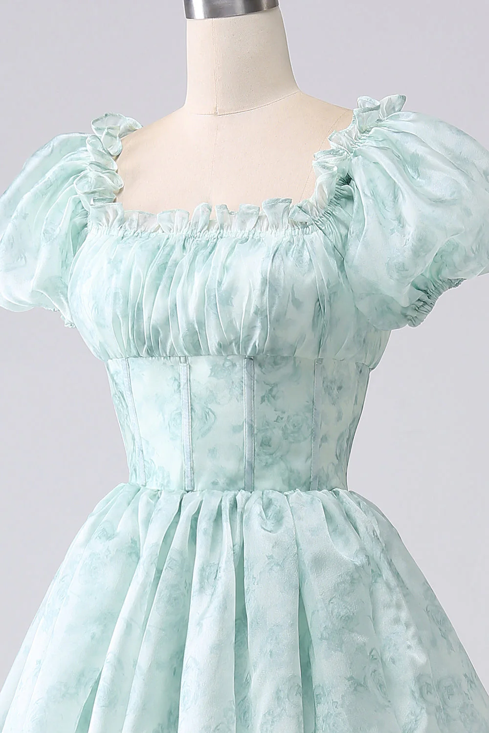 Organza Light Blue Corset Tiered Prom Dress - Image 19