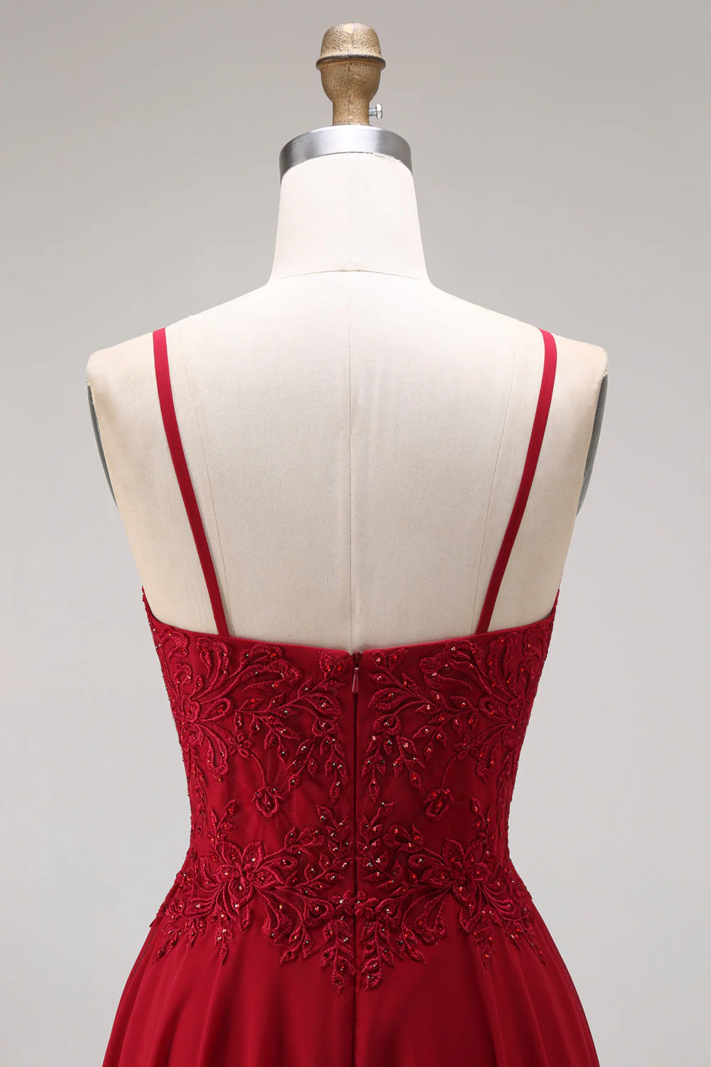 Velvet Burgundy A-Line Spaghetti Straps Long Mother of the Bride Dress - Image 8
