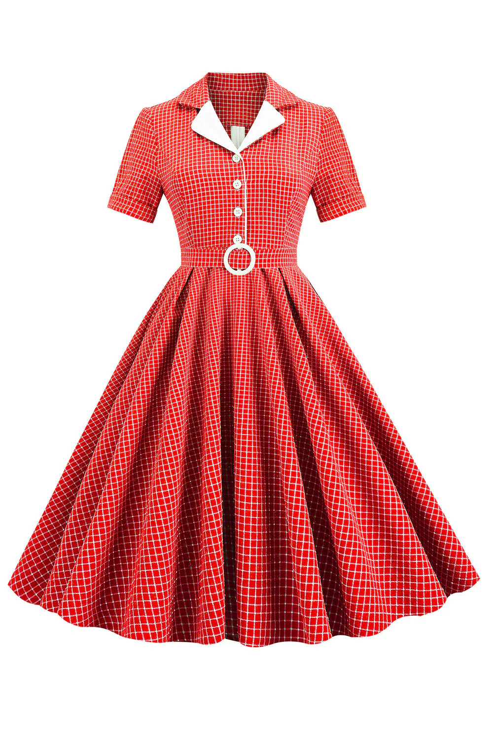 Vintage V Neck Blue Plaid 1950s Dress - Image 7