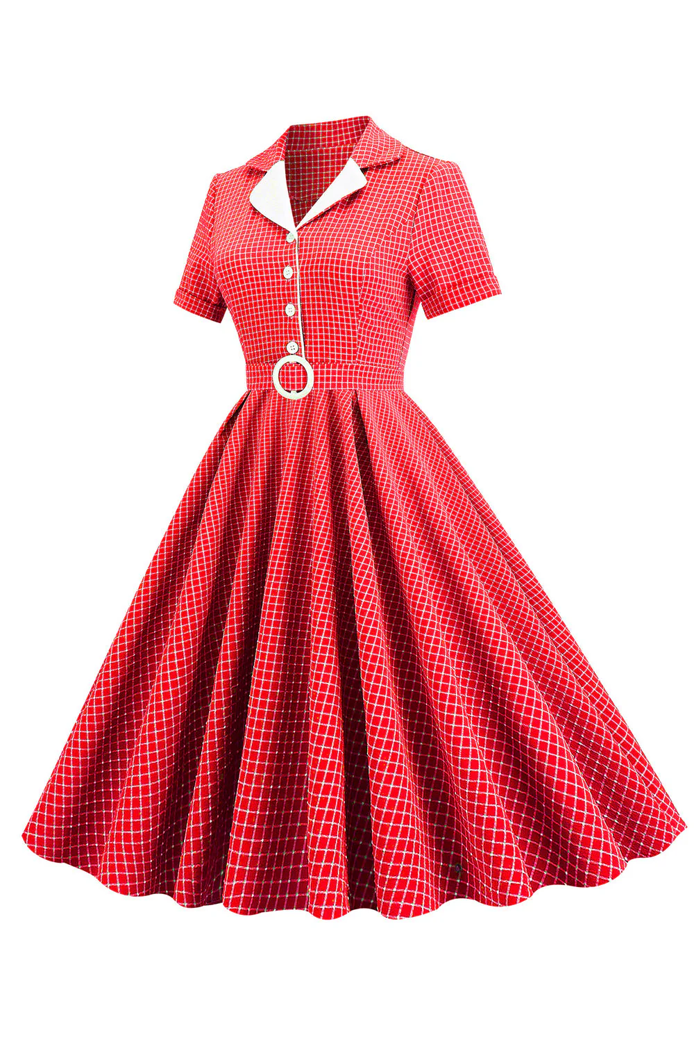 Vintage V Neck Blue Plaid 1950s Dress - Image 9