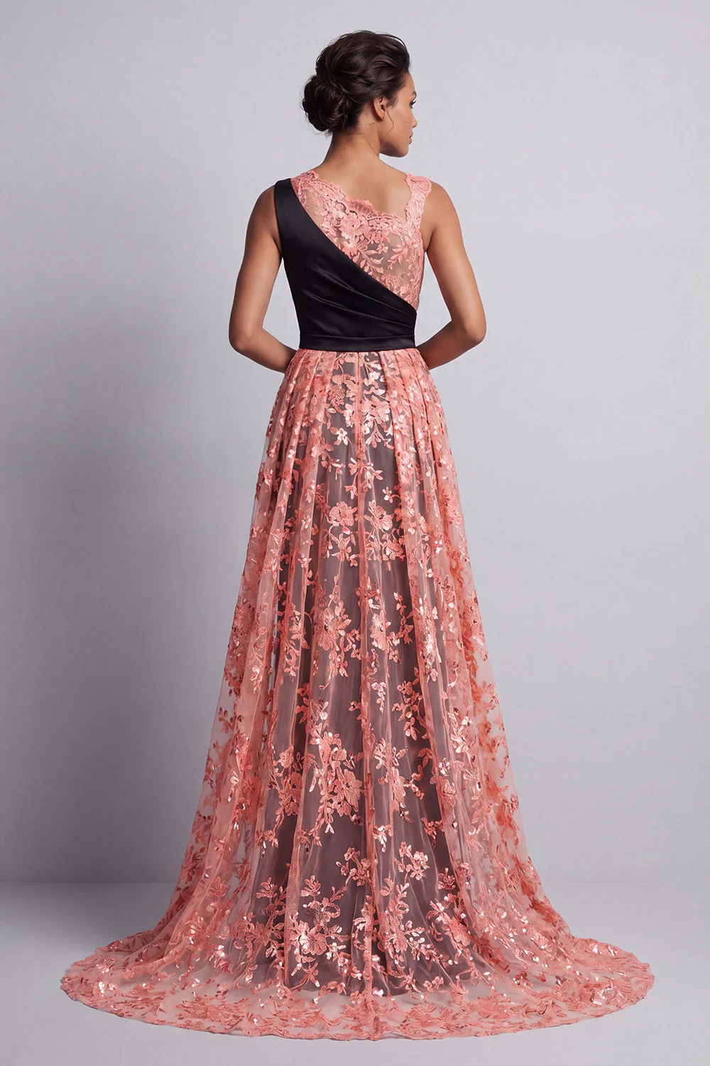 Black Mermaid Long Mother Of the Bride Dress with Cape - Image 2