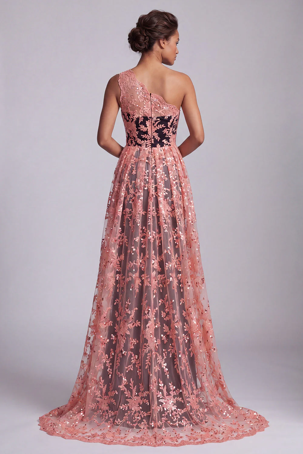 One Shoulder Black Lace Mermaid Long Mother Of the Bride Dress with Cape - Image 2