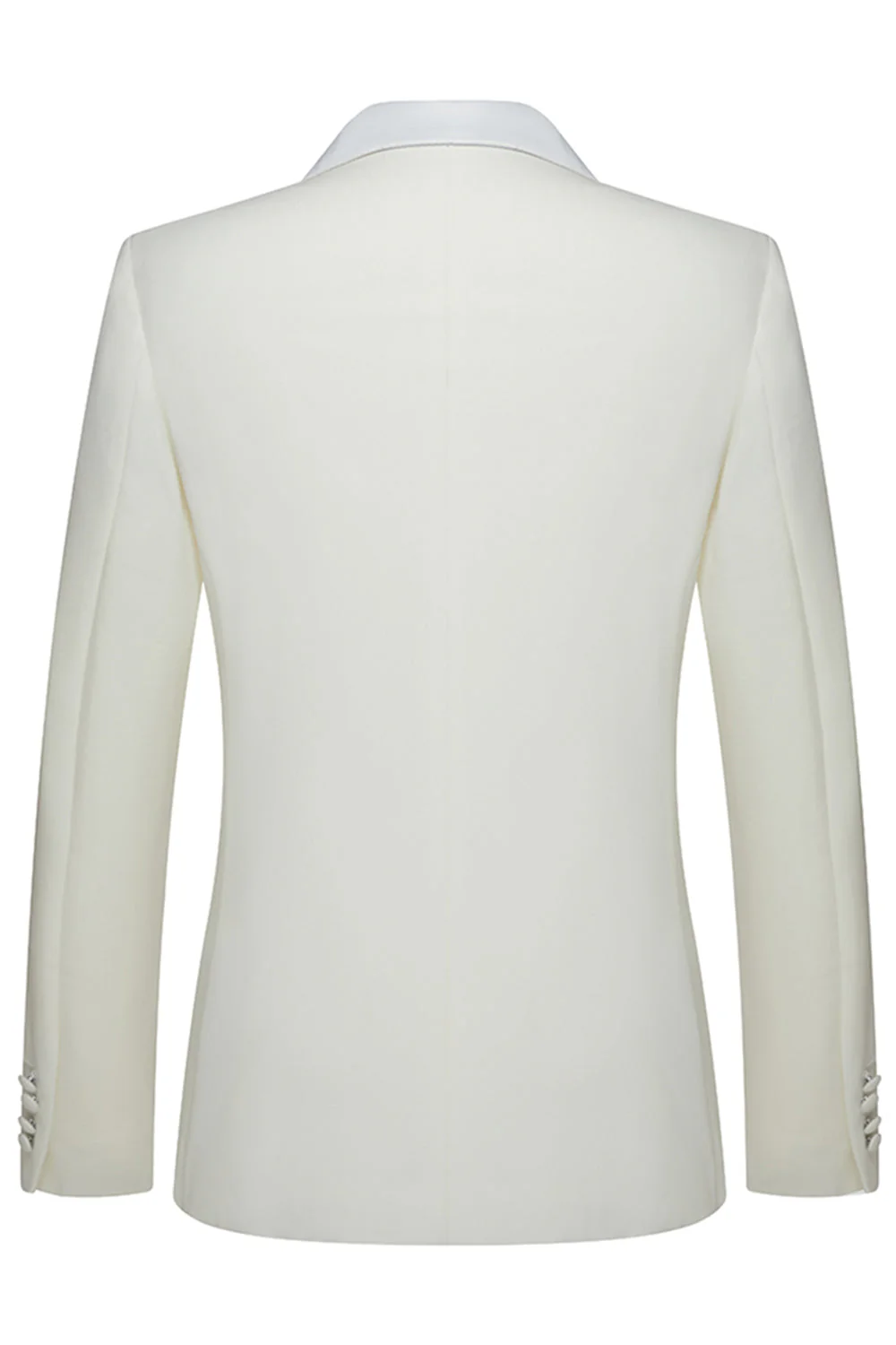 White 2 Piece Double Breasted Peak Lapel Men's Wedding Suits - Image 3