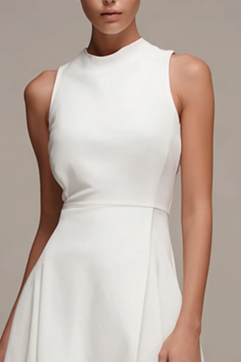 White A-Line Ruffled Midi Engagment Dress - Image 3