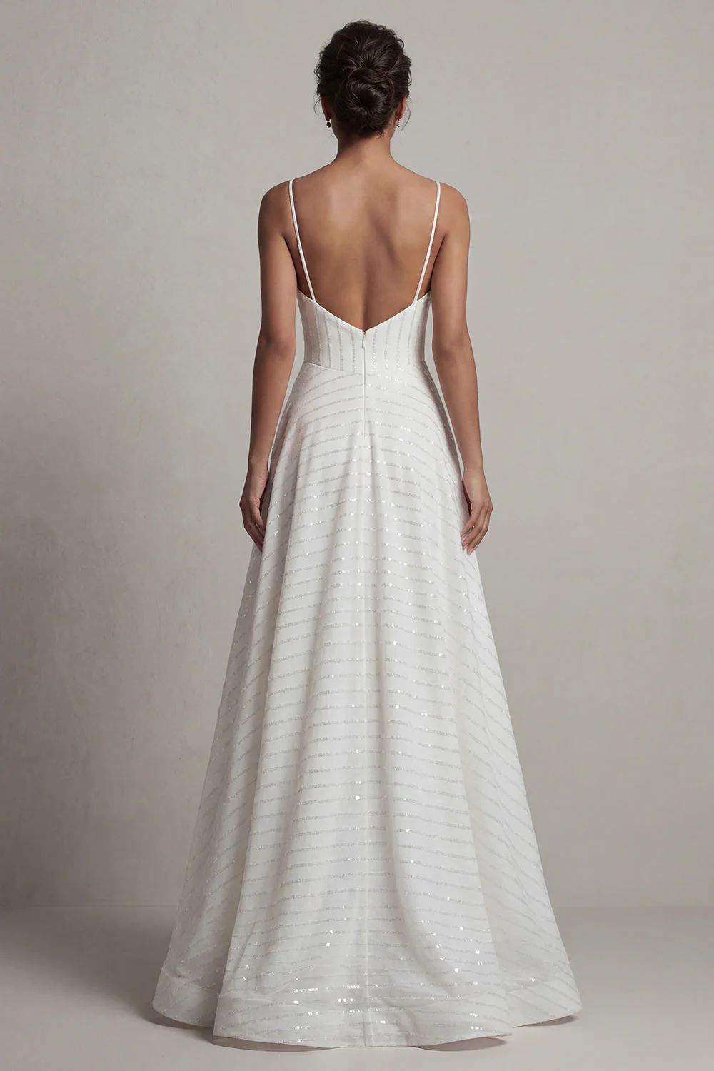White A Line Spaghetti Straps Engagement Dress - Image 2
