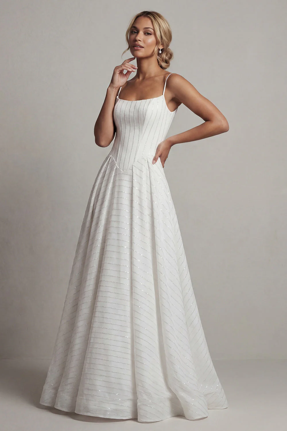 White A Line Spaghetti Straps Engagement Dress - Image 3