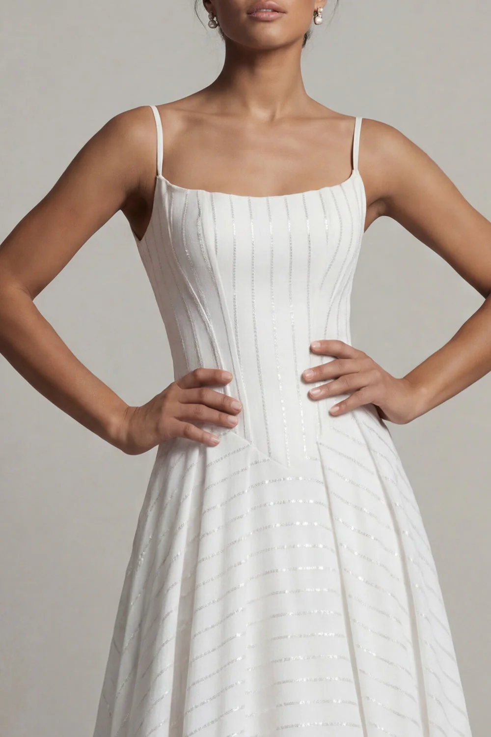 White A Line Spaghetti Straps Engagement Dress - Image 4