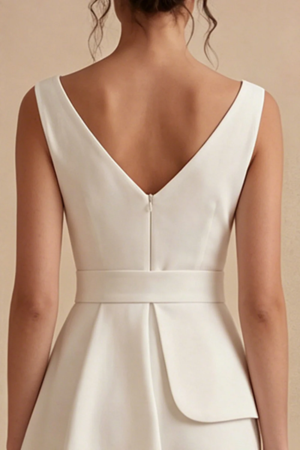 White A Line V-Neck Short Graduation Dress - Image 4