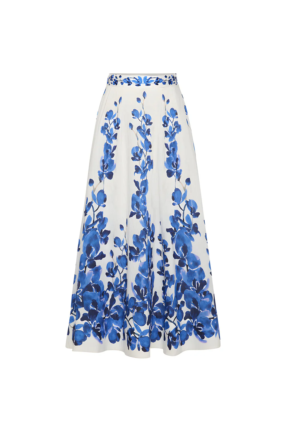 White Blue Floral 3 Piece Print Floral Swimwear Set with Beach Dress - Image 3