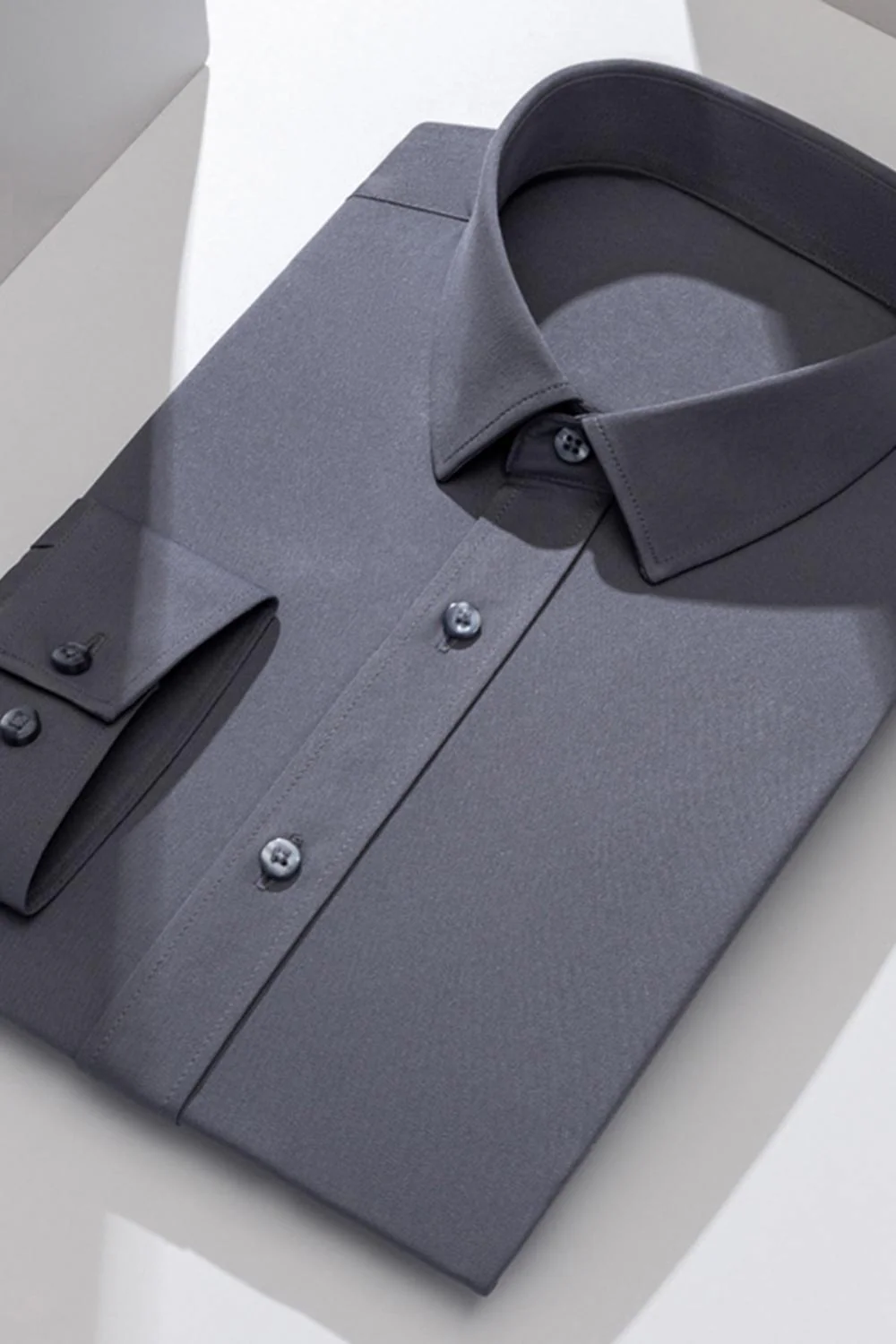 White Classic Solid Point Collar Slim Fit  Men's Suits Shirt - Image 11