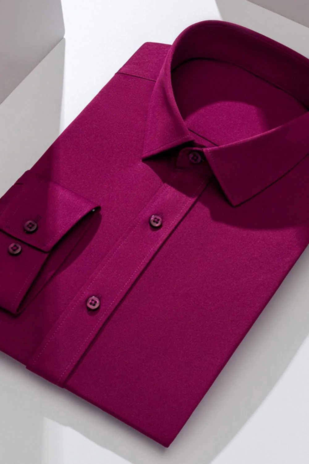 White Classic Solid Point Collar Slim Fit  Men's Suits Shirt - Image 13