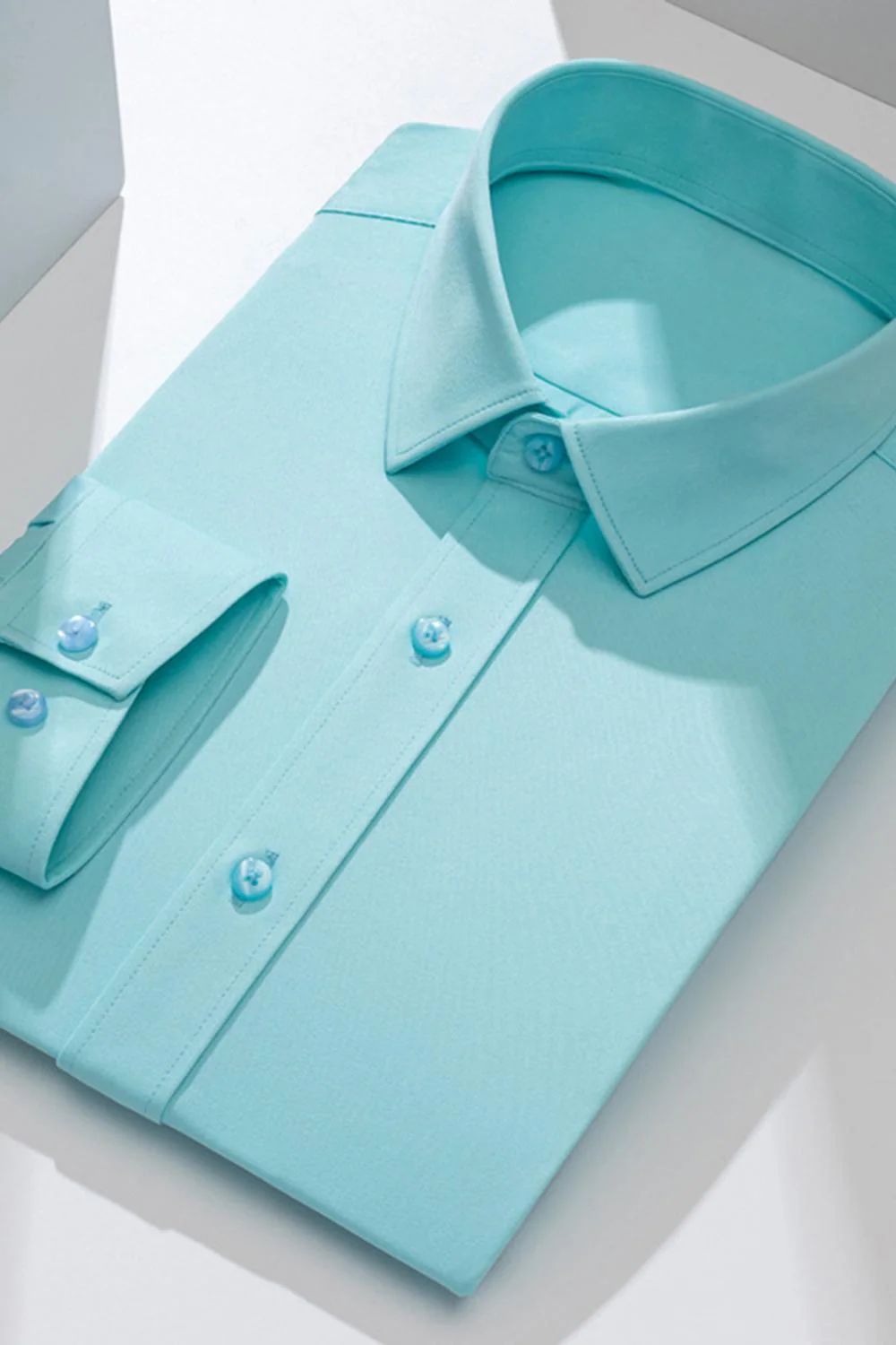 White Classic Solid Point Collar Slim Fit  Men's Suits Shirt - Image 14
