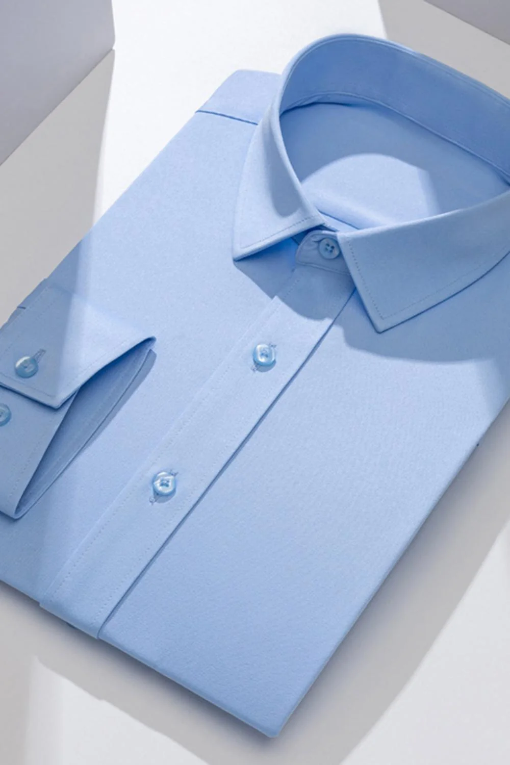 White Classic Solid Point Collar Slim Fit  Men's Suits Shirt - Image 15