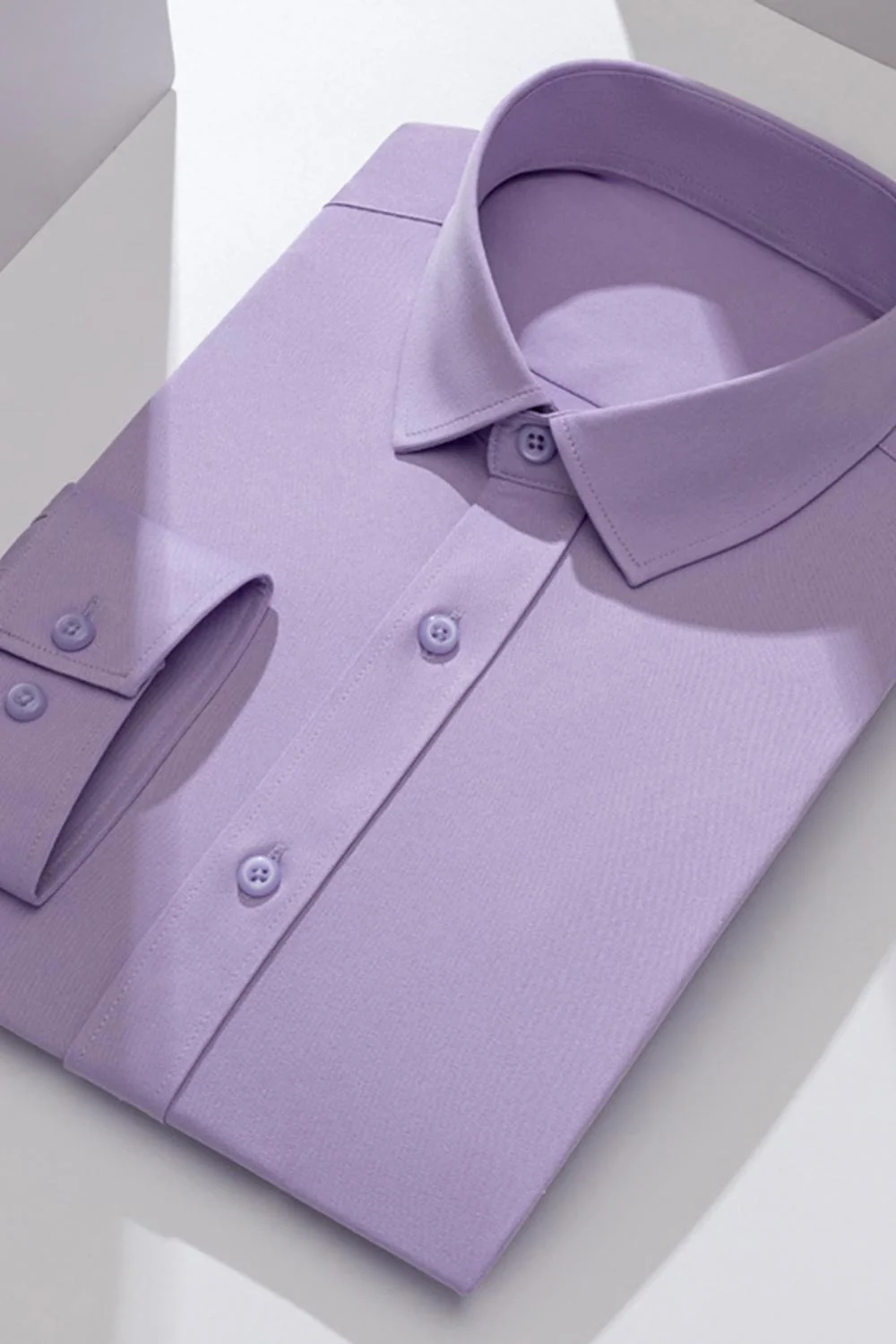 White Classic Solid Point Collar Slim Fit  Men's Suits Shirt - Image 16