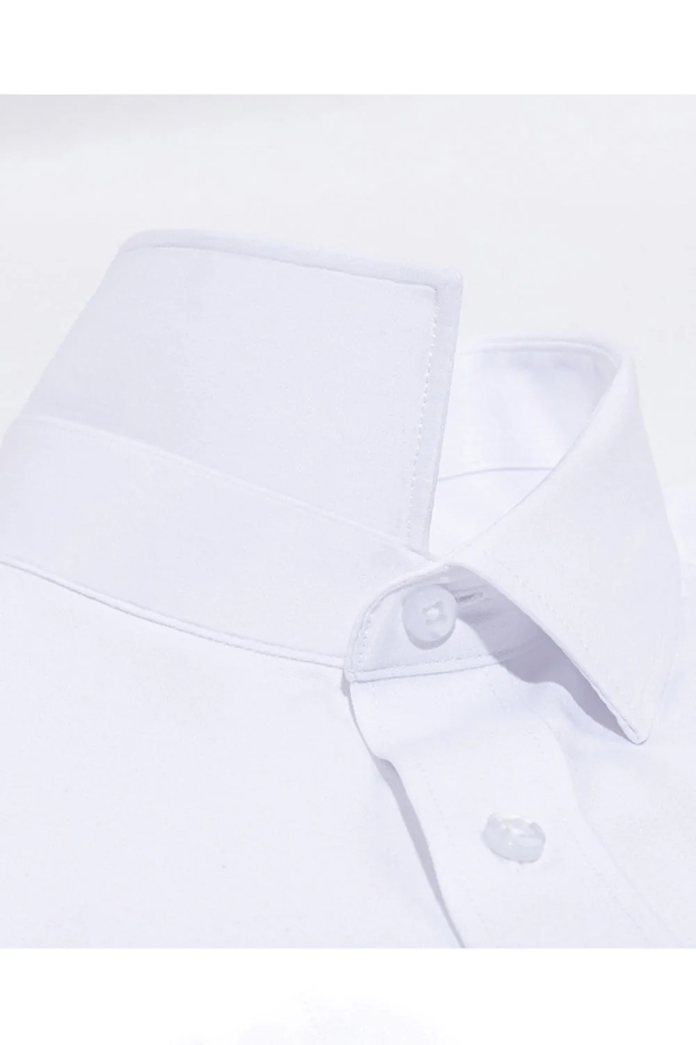 White Classic Solid Point Collar Slim Fit  Men's Suits Shirt - Image 6