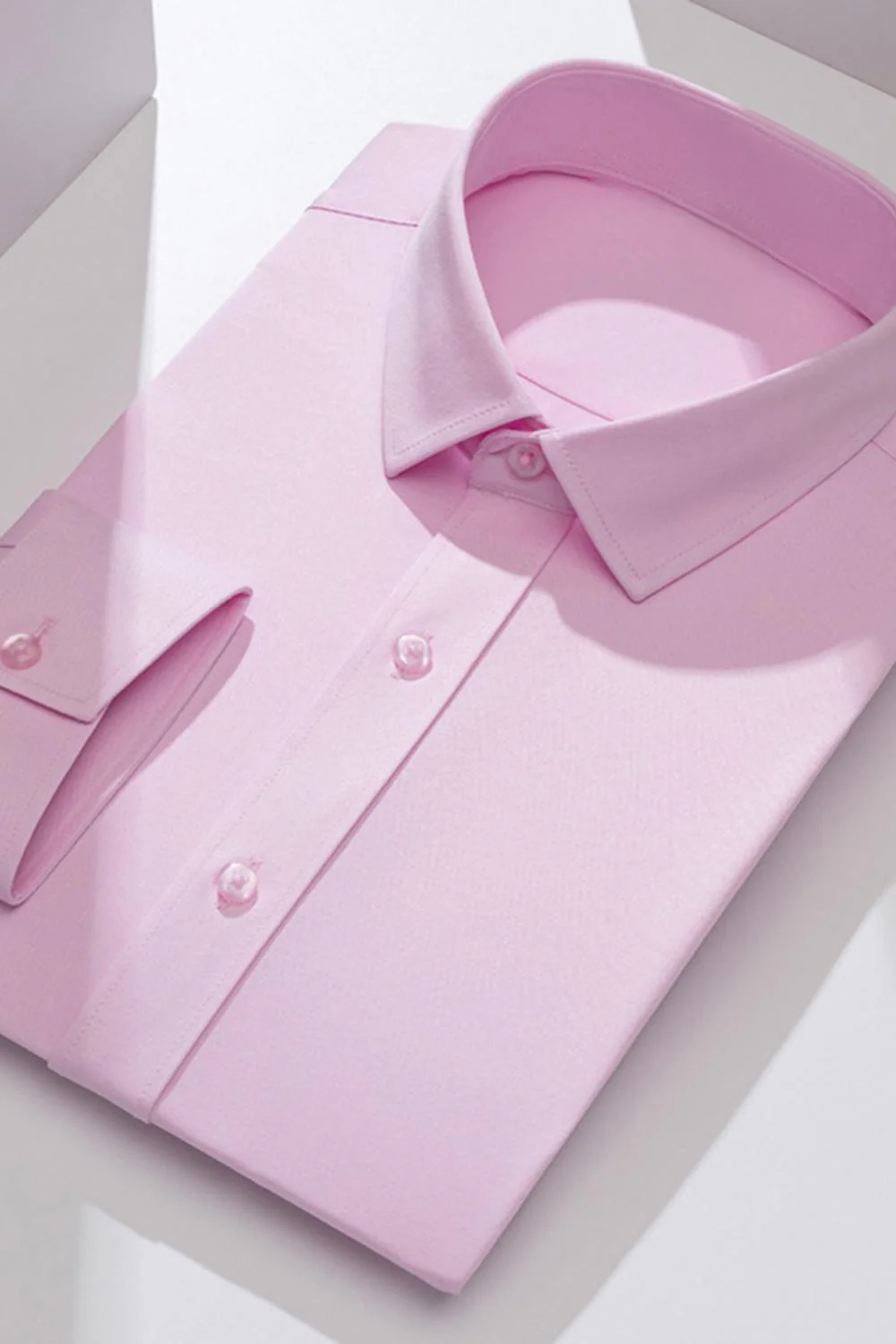 White Classic Solid Point Collar Slim Fit  Men's Suits Shirt - Image 8