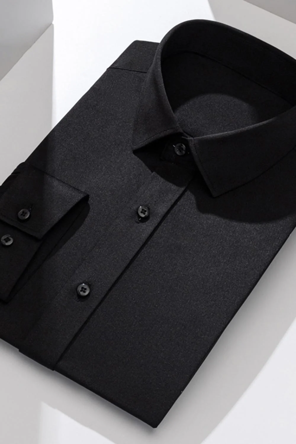 White Classic Solid Point Collar Slim Fit  Men's Suits Shirt - Image 9