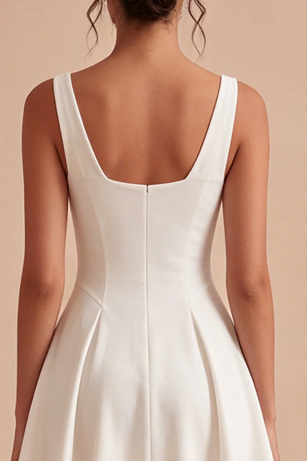 White A Line Cowl Neck Graduation Dress - Image 4