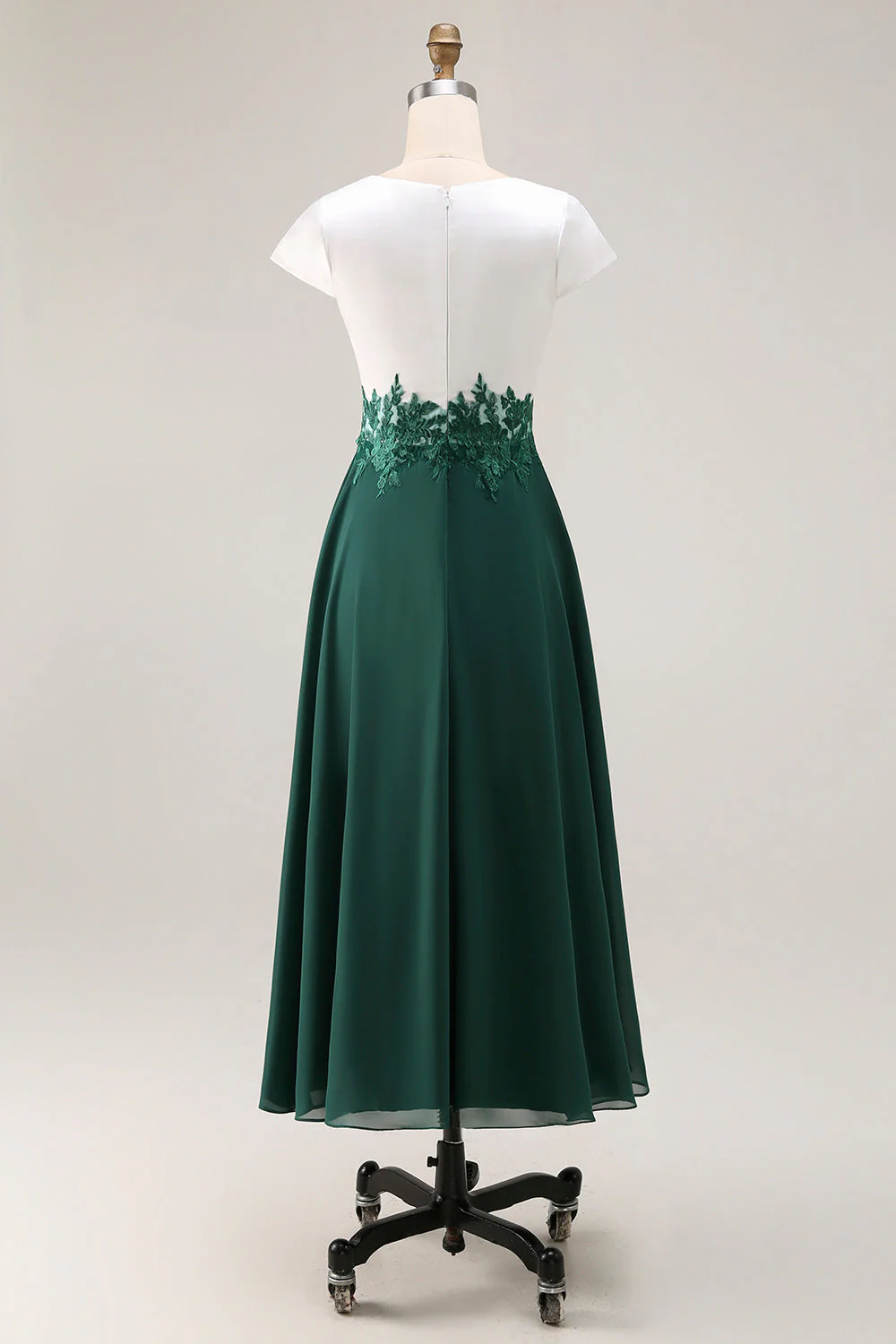 White Green A Line V Neck Appliqued Mother Of The Bride Dress - Image 2