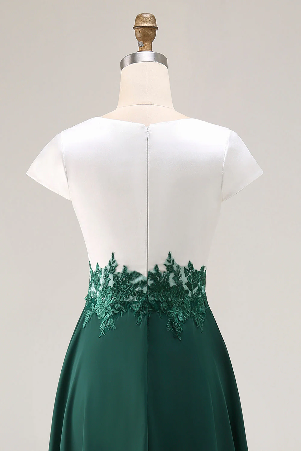 White Green A Line V Neck Appliqued Mother Of The Bride Dress - Image 5