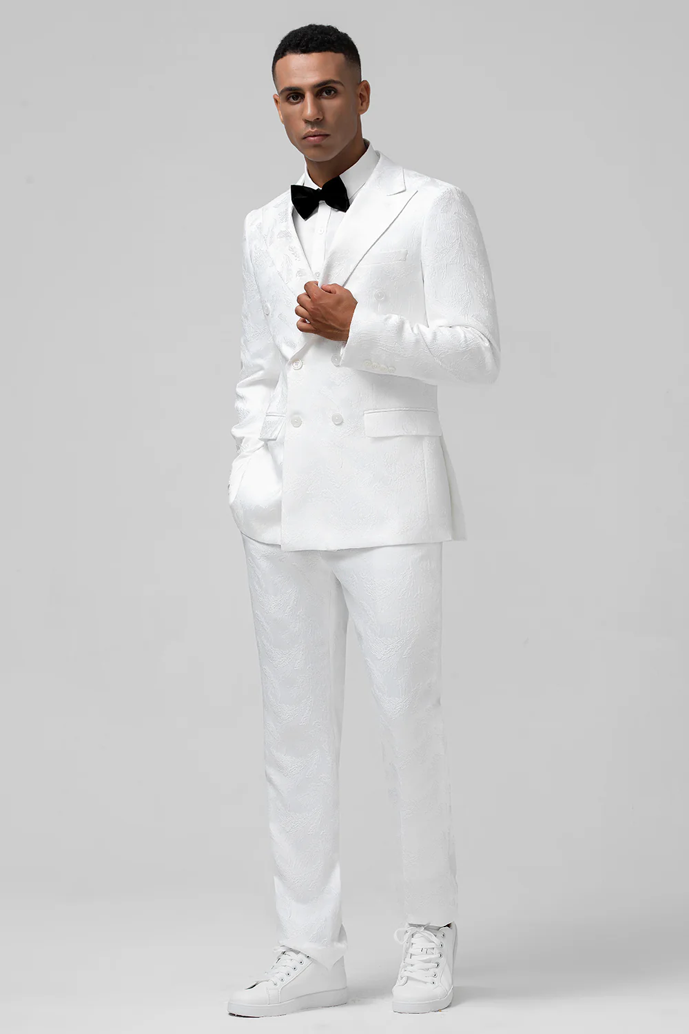 White Peak Lapel Double Breasted 2 Pieces Men's Suits - Image 3