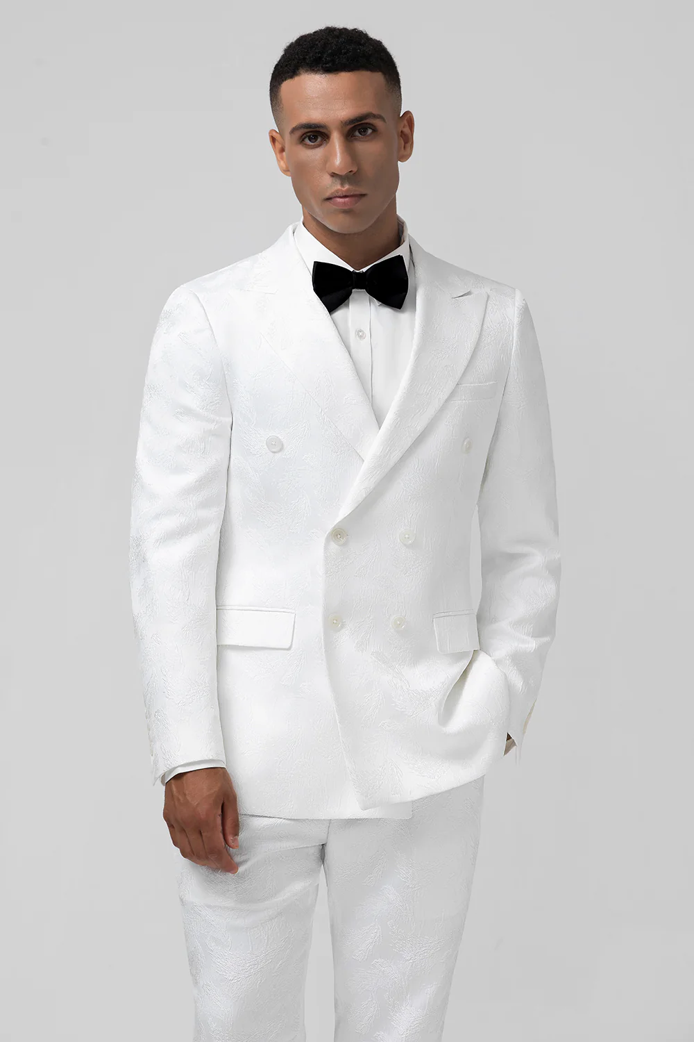 White Peak Lapel Double Breasted 2 Pieces Men's Suits - Image 4
