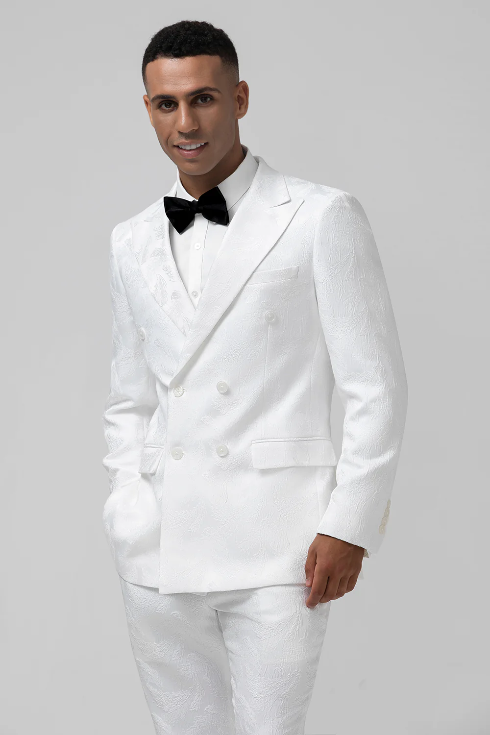 White Peak Lapel Double Breasted 2 Pieces Men's Suits - Image 6