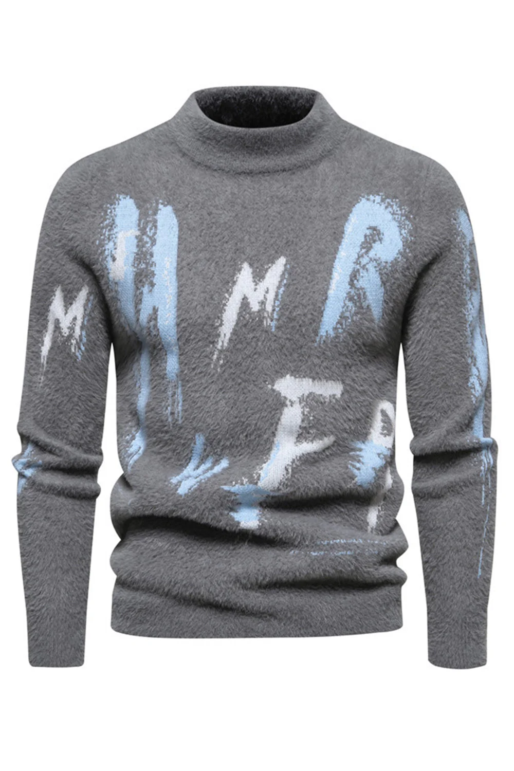 White Round Neck Slim Fit Men's Sweater - Image 7