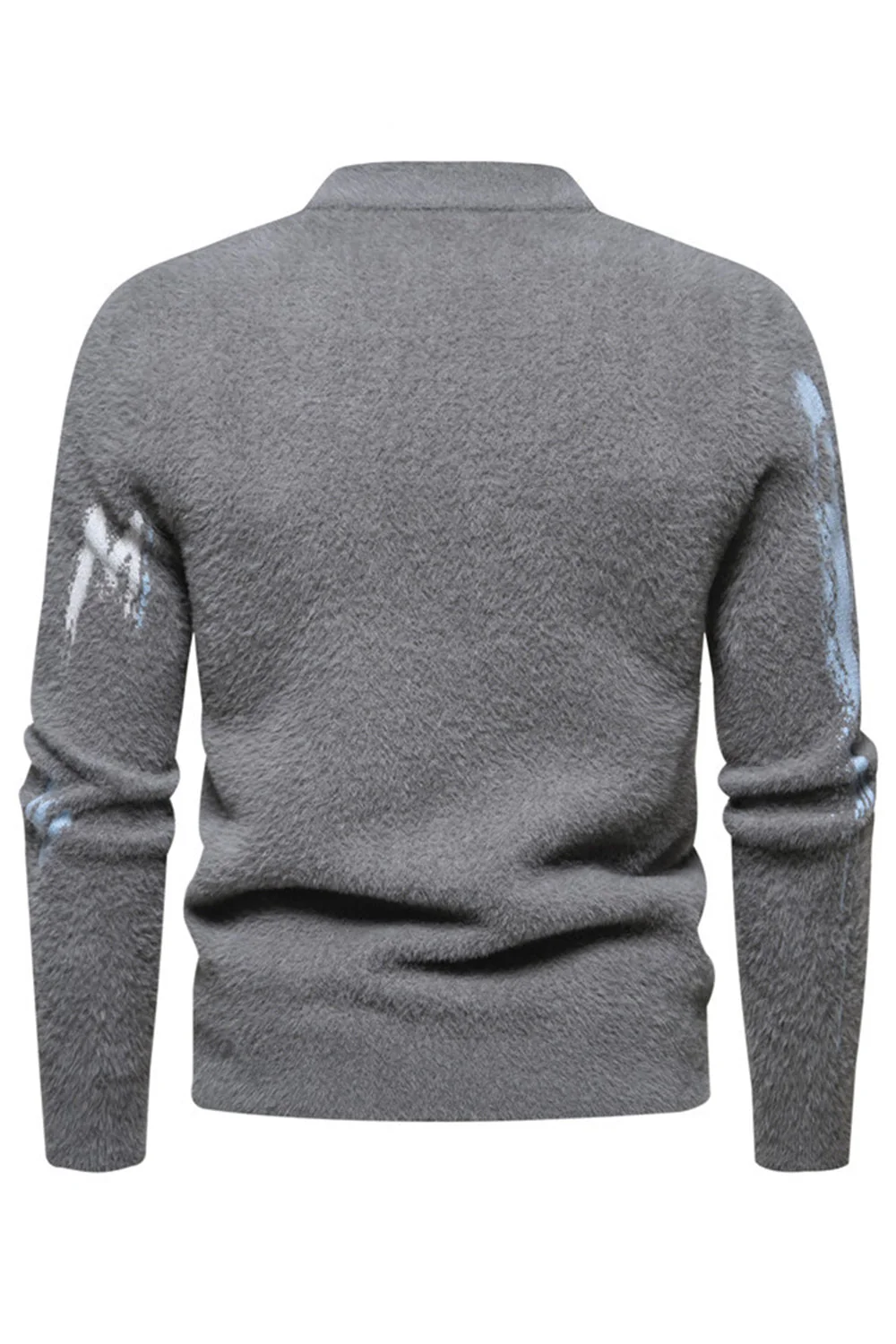 White Round Neck Slim Fit Men's Sweater - Image 8